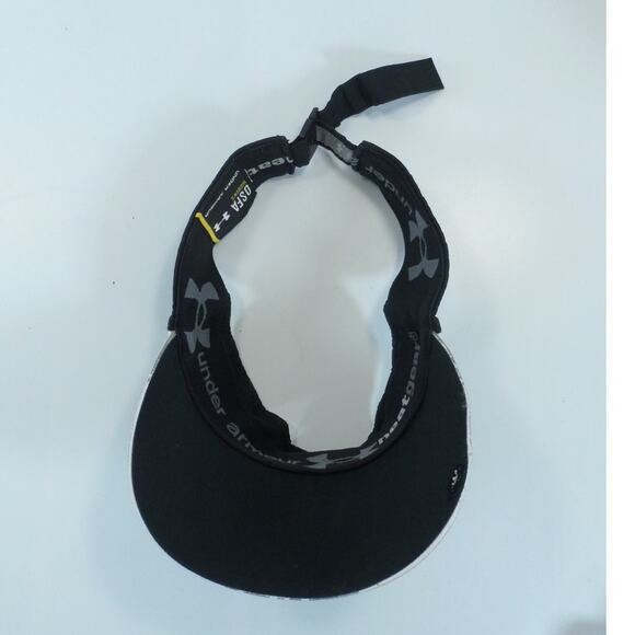 Under Armour Run Lightweight Strapback Sun Visor Cap Hat Black White Heat Gear - Picture 8 of 9